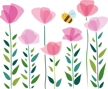 Otroške vinilna preproga rožnate cvetlice in čebela - TenStickers