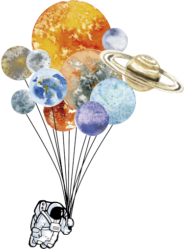 Otroške vinilna preproga astronavt s pisanimi baloni - TenStickers