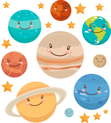 Otroške vinilna preproga nalepke planetov sončnega sistema - TenStickers