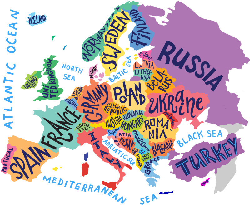 Otroške vinilna preproga zemljevid evrope za otroke - TenStickers