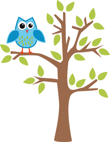 Otroške vinilna preproga drevo z modro sovo - TenStickers