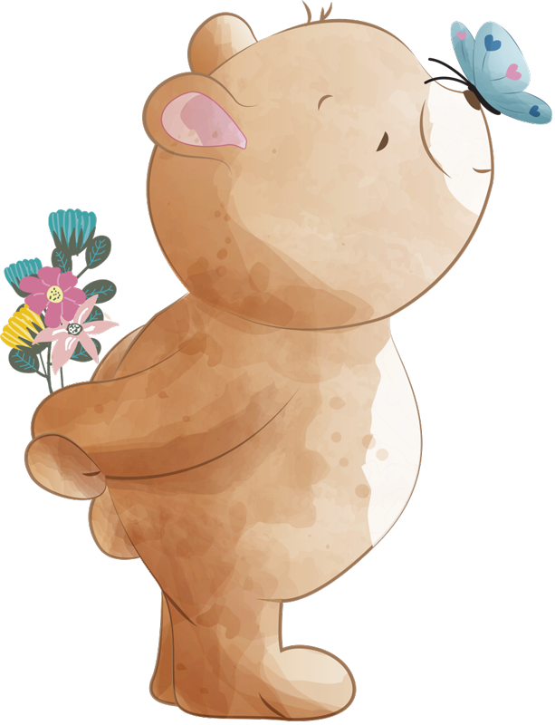 Otroške vinilna preproga z medvedkom in metuljem - TenStickers