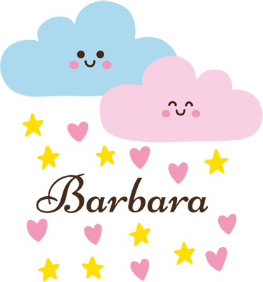 Otroške vinilna preproga modra in roza oblačka z imenom - TenStickers