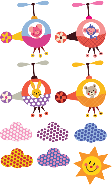 Otroške vinilna preproga živalski helikopter - TenStickers