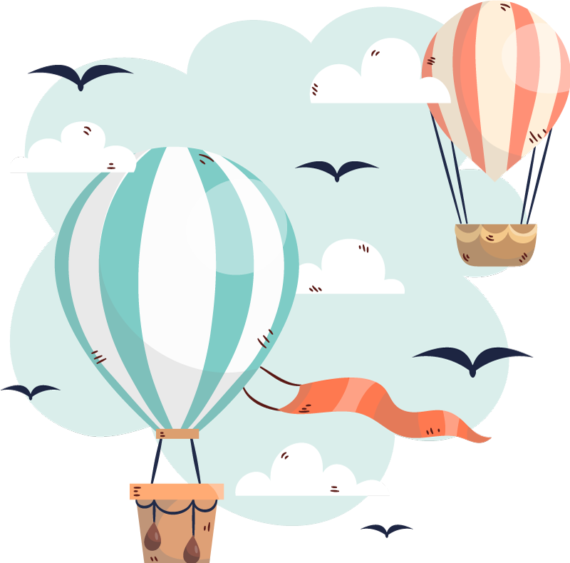 Otroške vinilna preproga baloni in oblaki - TenStickers