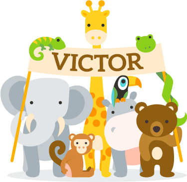 Otroške vinilna preproga dobrodošli živali z imenom - TenStickers