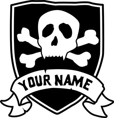 Otroške vinilna preproga piratska lobanja z imenom - TenStickers