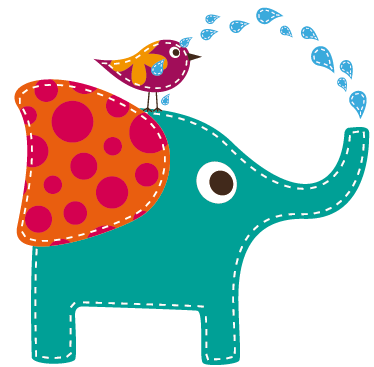 Otroške vinilna preproga slonček pod prho ptica - TenStickers