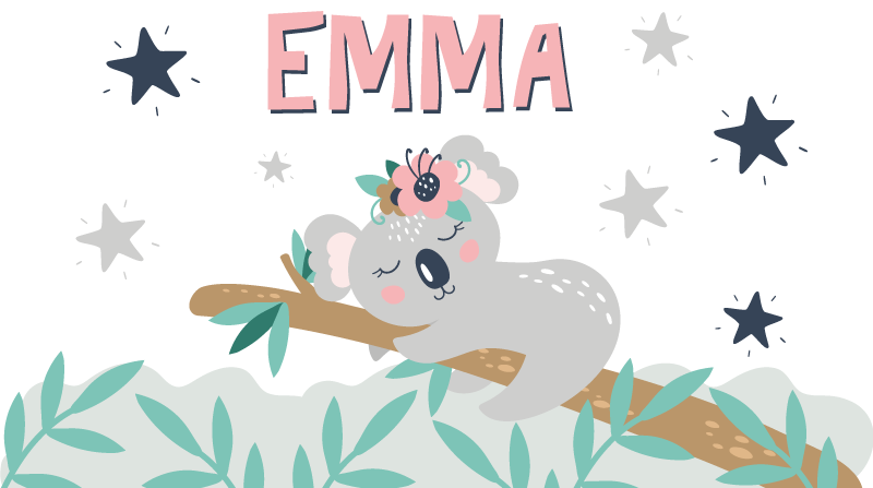 Otroške vinilna preproga ljubka koala za deklico z imenom - TenStickers