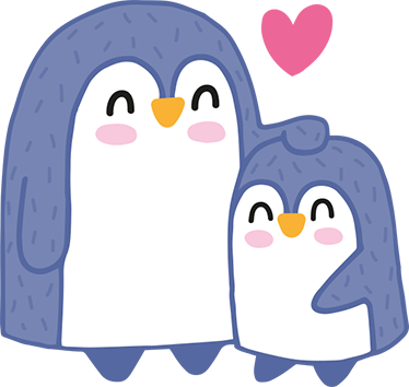 Otroške vinilna preproga mami in dojenček pingvin - TenStickers