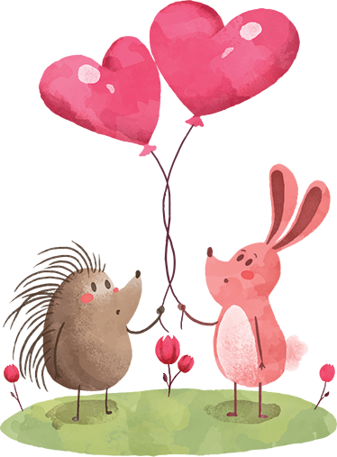 Otroške vinilna preproga ježek in zajček - TenStickers