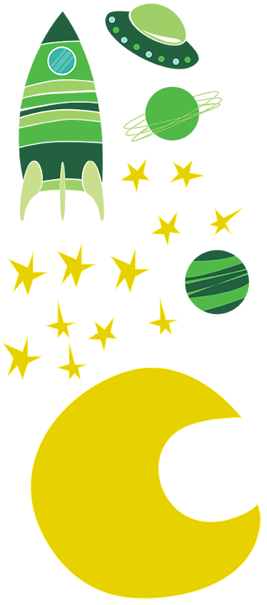 Otroške vinilna preproga v vesolju z zelenimi odtenki - TenStickers