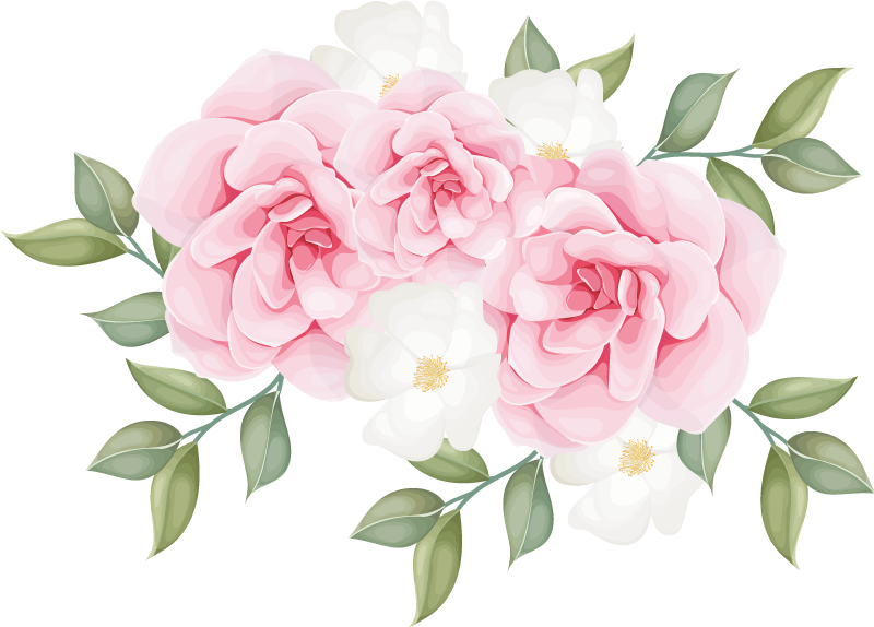 Vinilne preproge za spalnico elegantni rožnati cvetovi - TenStickers