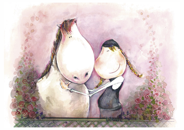 Otroške vinilna preproga deklica in konj - TenStickers