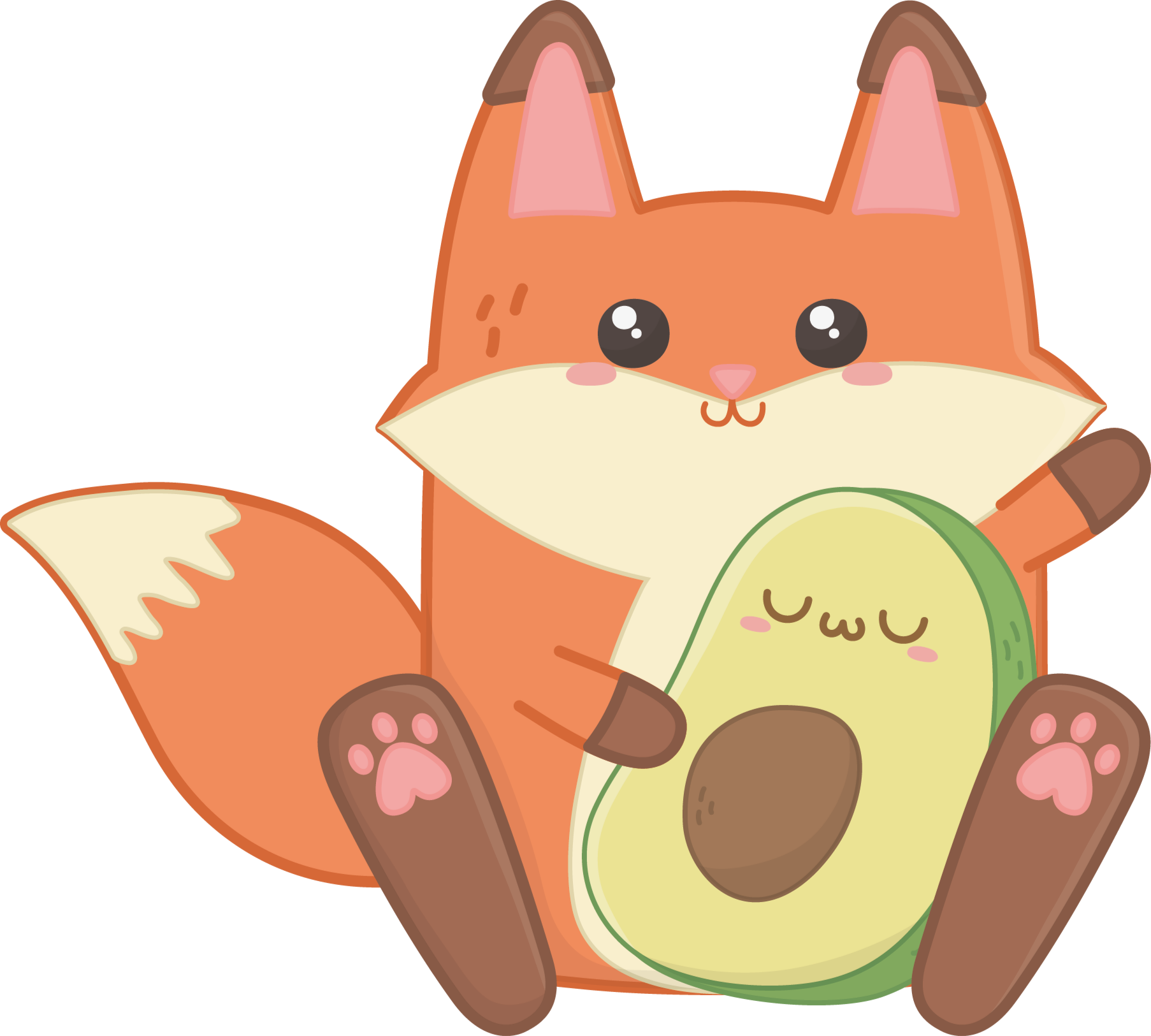 Otroške vinilna preproga kawaii lisica z avokadom - TenStickers