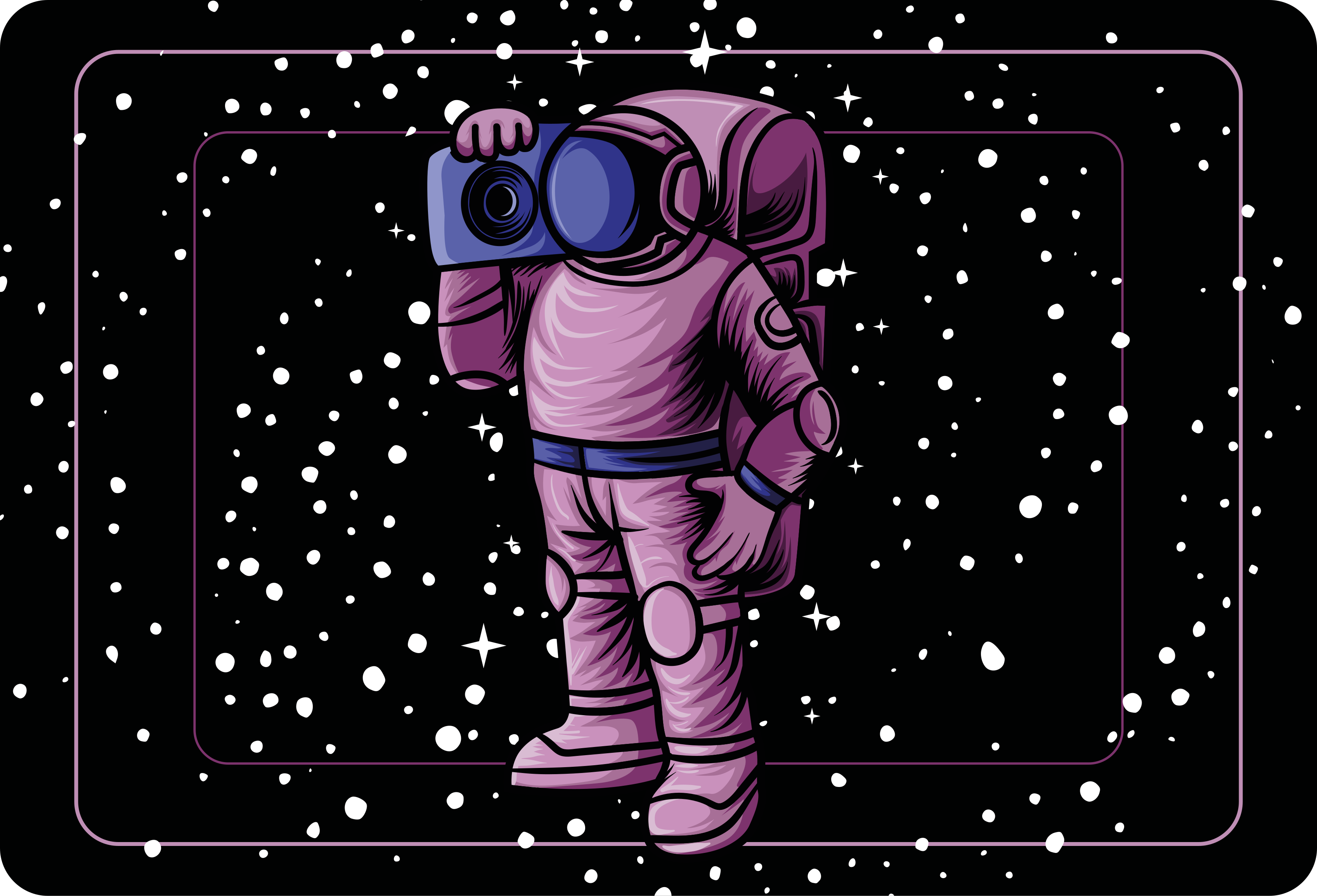 Otroške vinilna preproga astronavt z radijskim trakom - TenStickers