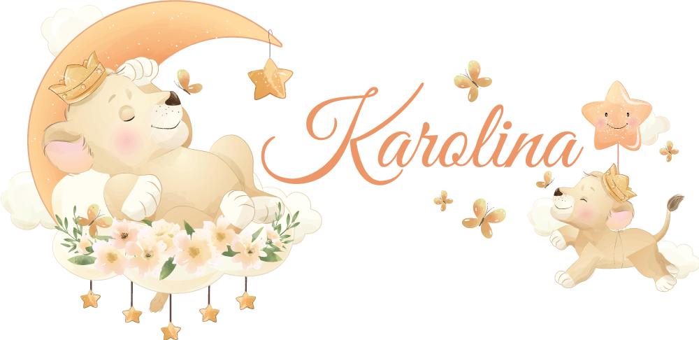 Otroške vinilna preproga cute živali lev z imenom - TenStickers