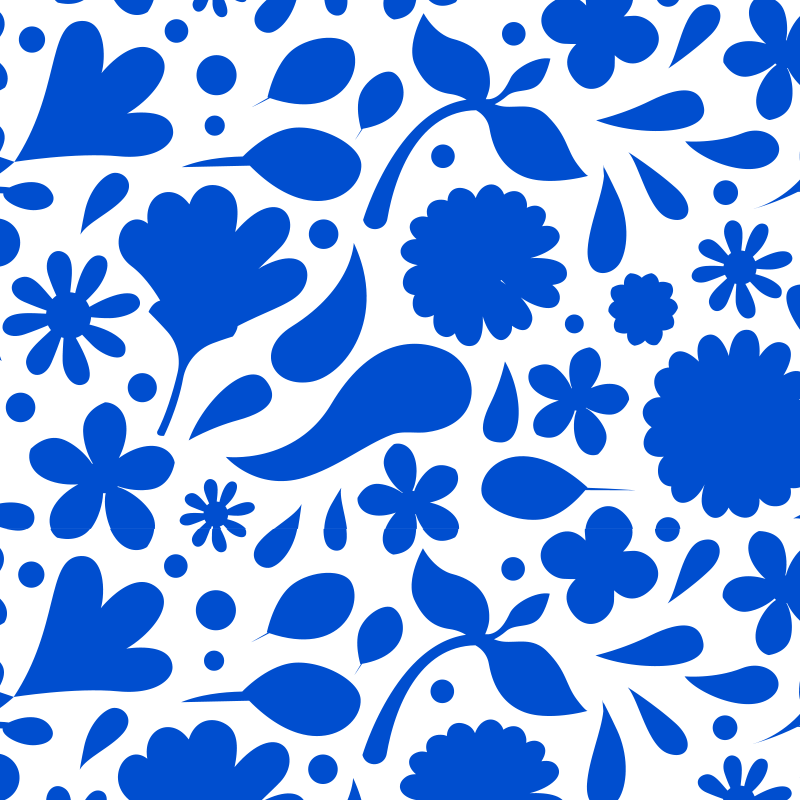 Vinilna preproga za kuhinjo delft modri raznoliki cvetovi - TenStickers