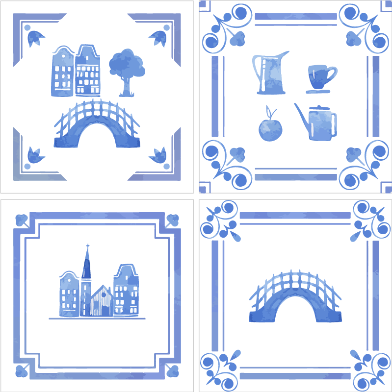 Vinilna preproga za kuhinjo nizozemske hiške delft - TenStickers