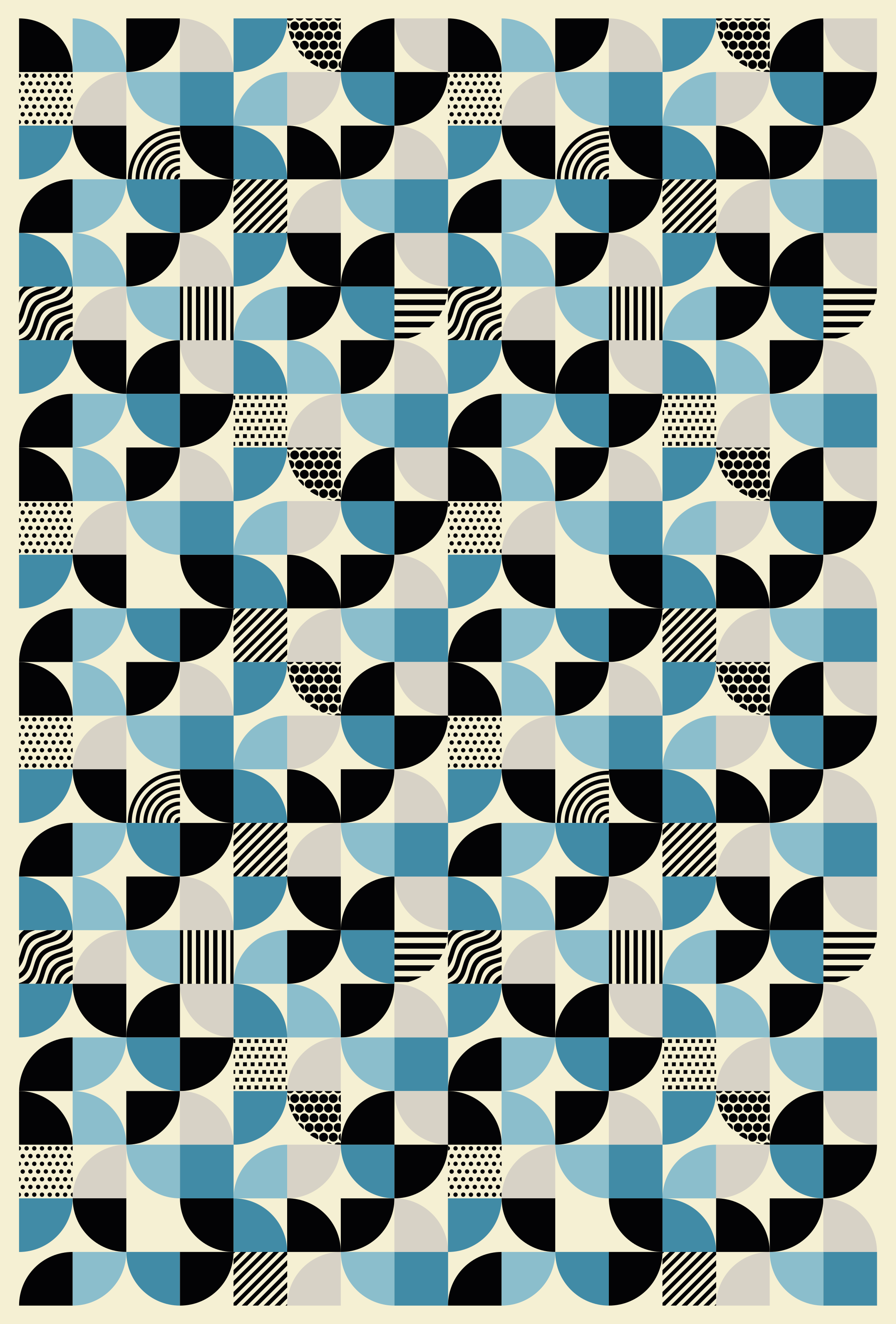 Vinilna preproga za kuhinjo retro modri bauhaus vzorci - TenStickers