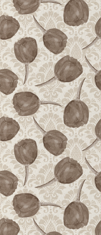 Vinilne preproge za spalnico s sivimi tulipani in akantusom - TenStickers