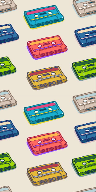 Vinilne preproge za spalnico v retro vzorcu kasetnih trakov - TenStickers