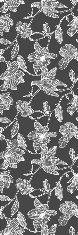 Vinilne preproge za spalnico bele in sive magnolije - TenStickers