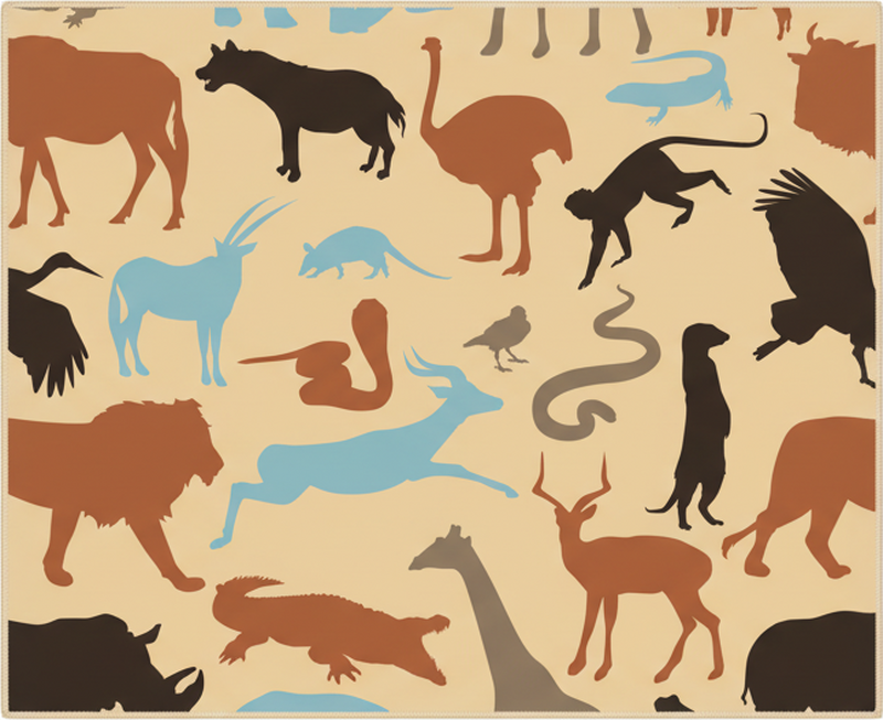Vinilne preproge za spalnico silhuete safari živali - TenStickers