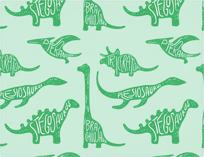 Vinilne preproge za spalnico z zelenimi dinozavri - TenStickers