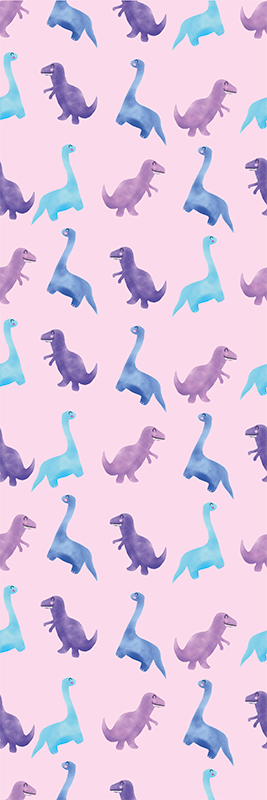 Vinilne preproge za spalnico rožnati dinozavri na ozadju - TenStickers