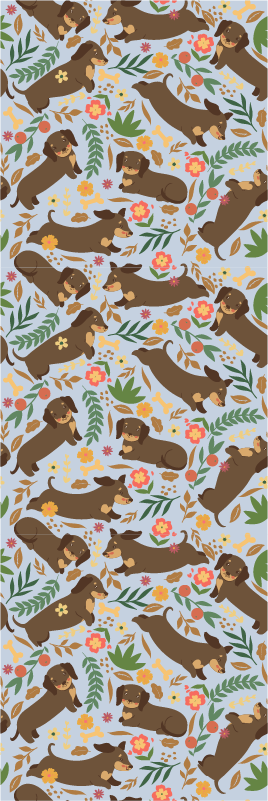 Vinilne preproge za spalnico vzorec dachshund in cvetlice - TenStickers