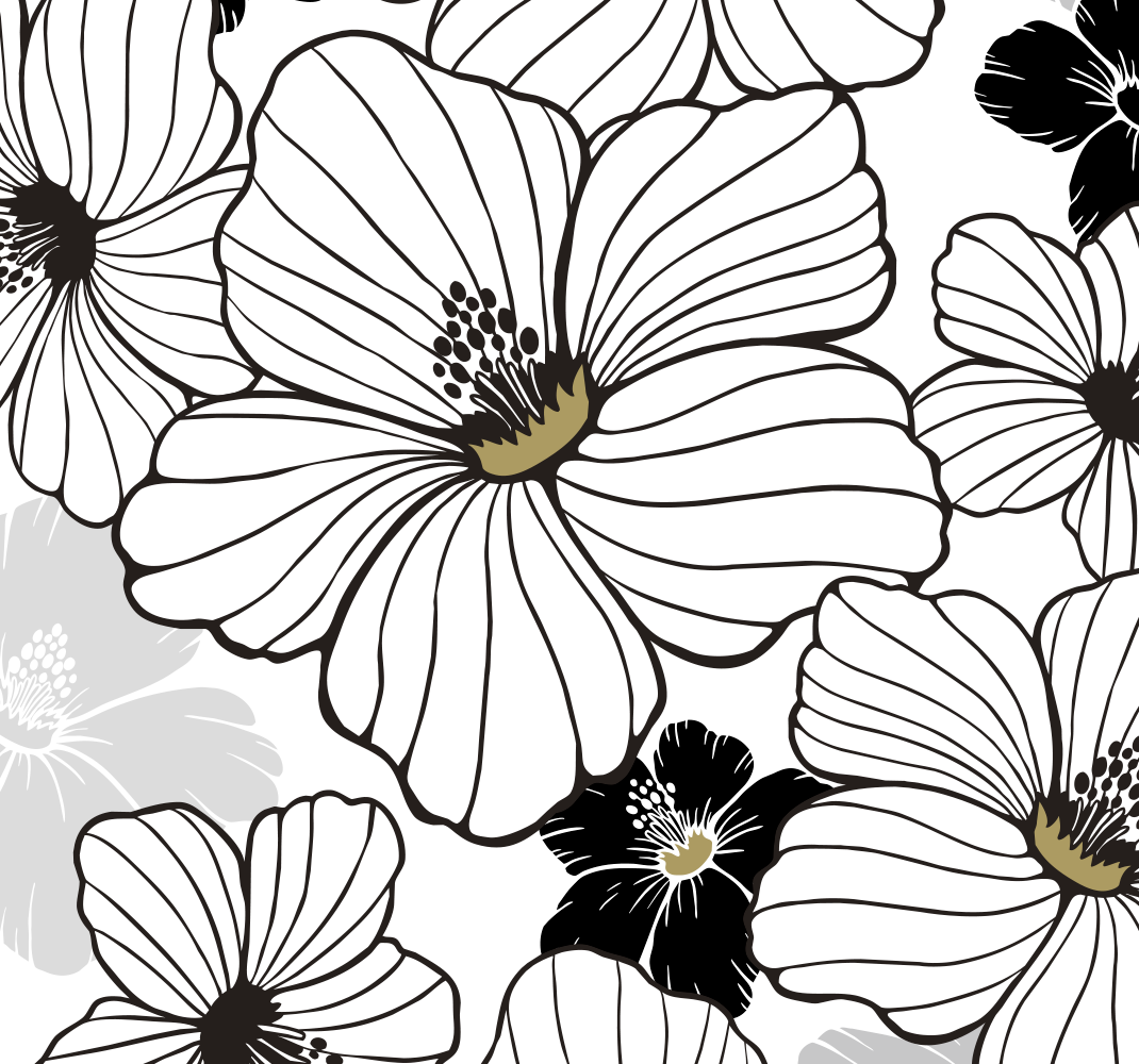 Naravne vinilne preproge vzorec belega hibiskusa - TenStickers