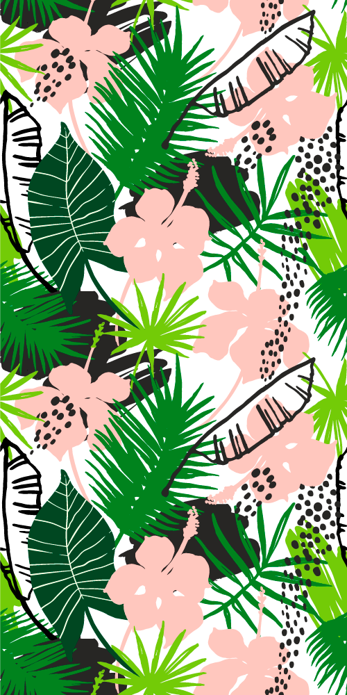 Naravne vinilne preproge z vzorcem tropskih palm in cvetlic - TenStickers