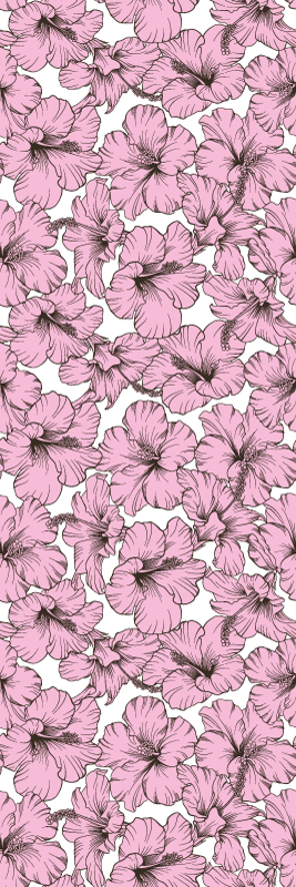 Naravne vinilne preproga vzorec hibiskusa z rožami - TenStickers