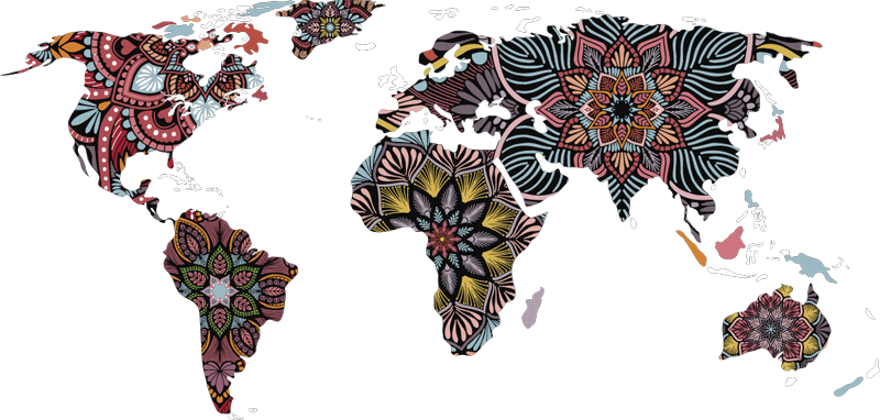Vinilna preproga z zemljevidom sveta mandala sveta - TenStickers