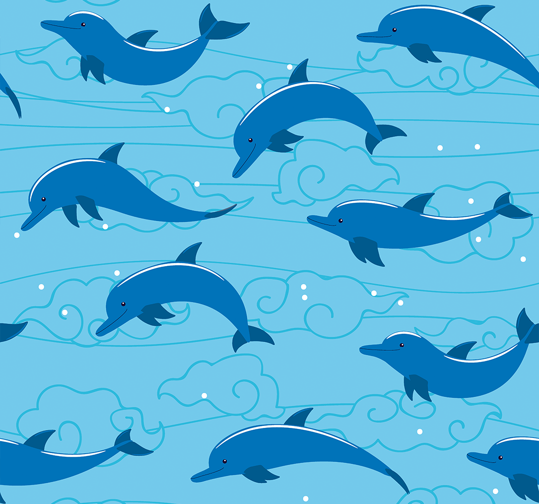Tepih z živalskim potiskom nebeška soba z delfini - TenStickers