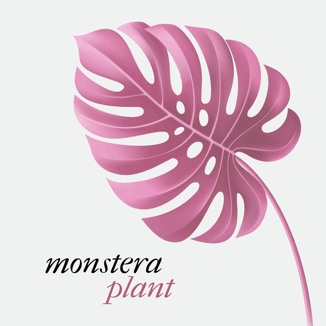 Vinilne preproge z napisom rožnata minimalistična monstera 5 - TenStickers