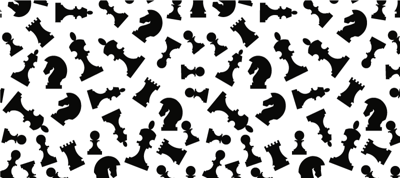 Bel vinilni preproga črne šahovske figure na beli podlagi - TenStickers