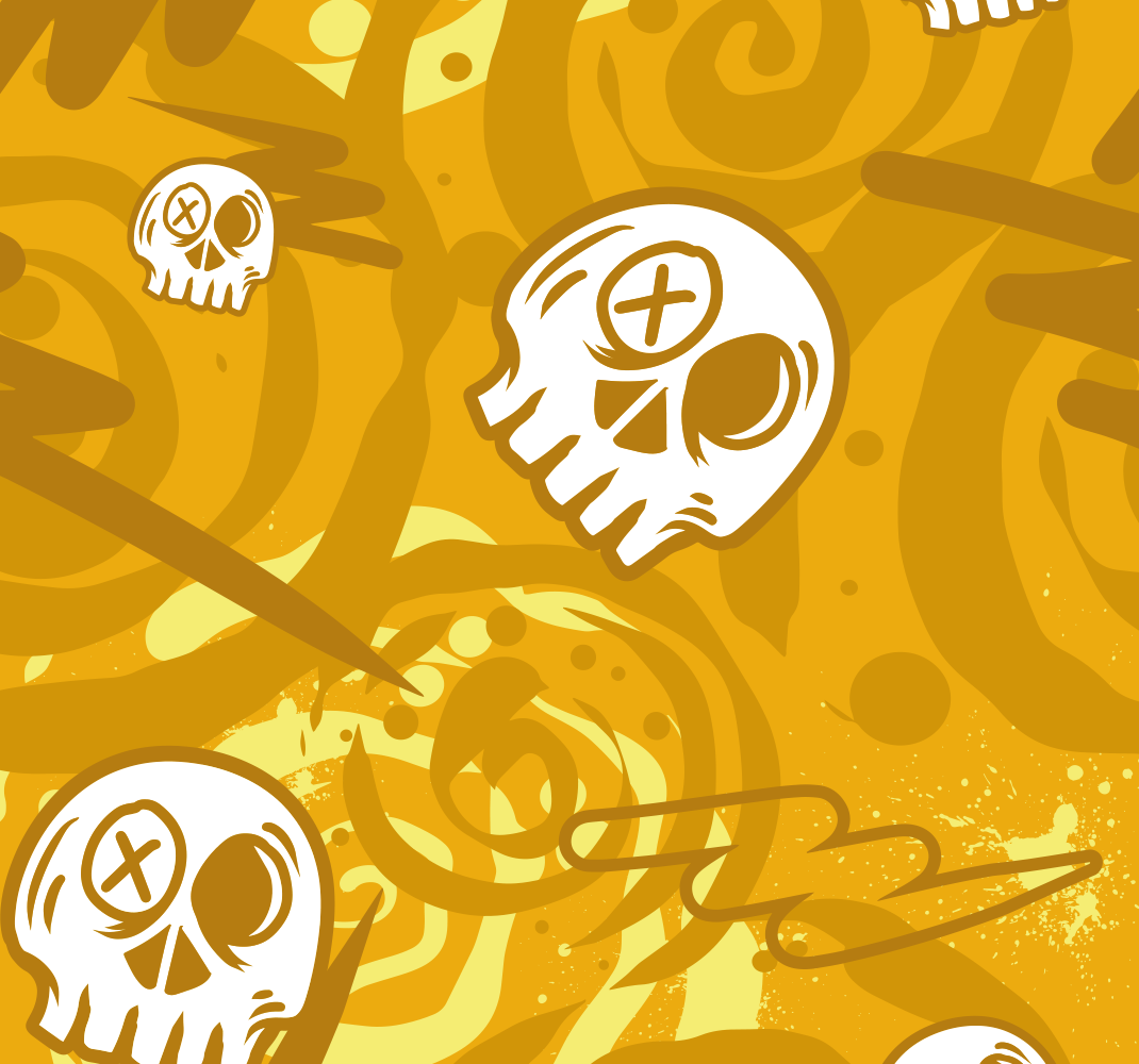Oranžni vinilni preproga grafiti s skulli - TenStickers