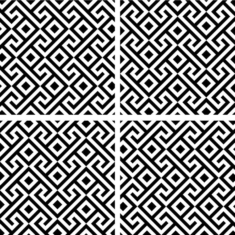 Črni vinilni preproga črno-bela zapletena geometrija - TenStickers