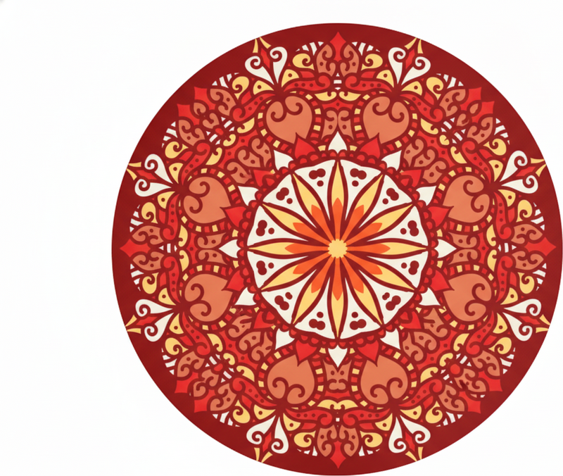 Rdeči vinilni preprogi luksuzna okrasna barvita mandala - TenStickers