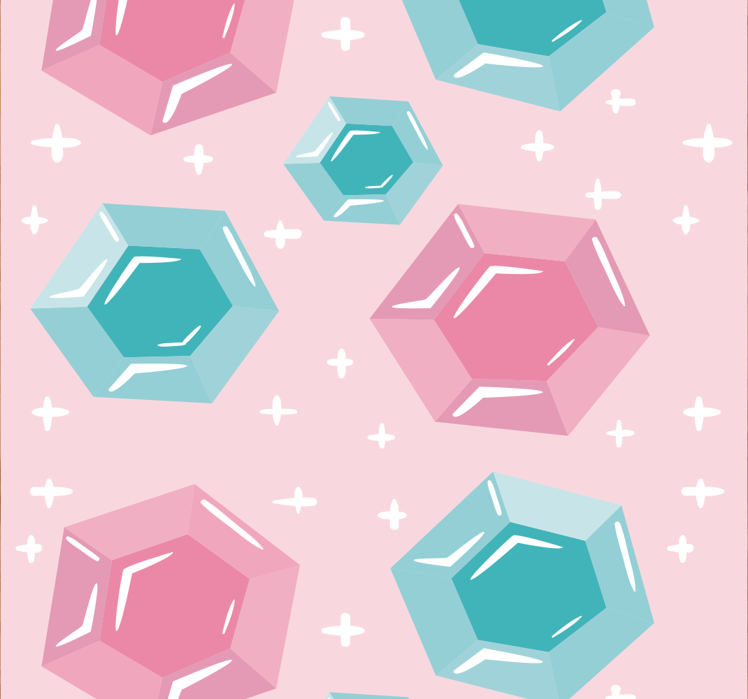 Roza vinilna preproga geometrijski dragulji v barvah - TenStickers