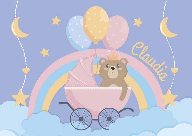 Personalizirani medvedji dojenčki vinilna preproga - TenStickers