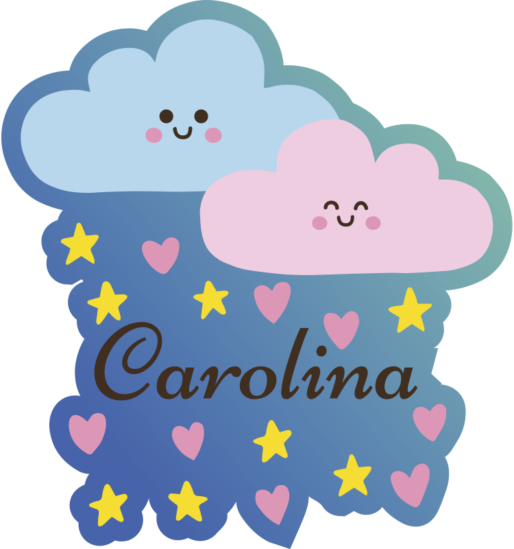 Personalizable oblaki in zvezde vinilna preproga - TenStickers