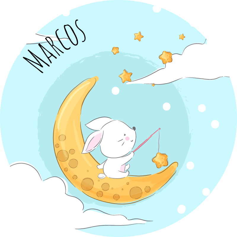 Prilagodljiva vinilna preproga z luno in zvezdami - TenStickers