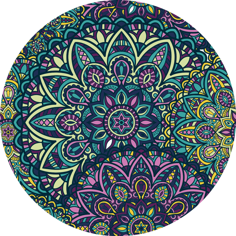čudovita okrogla kompozicija mandala vinilna preproga - TenStickers