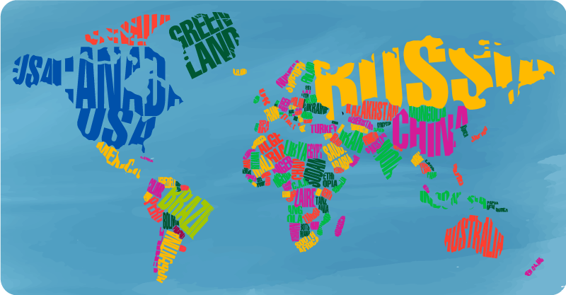 Krasne obarvane države svetovni zemljevid vinilna preproga - TenStickers