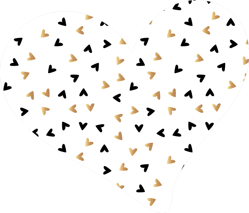 Zlato in črno srce minimalna vinilna preproga - TenStickers