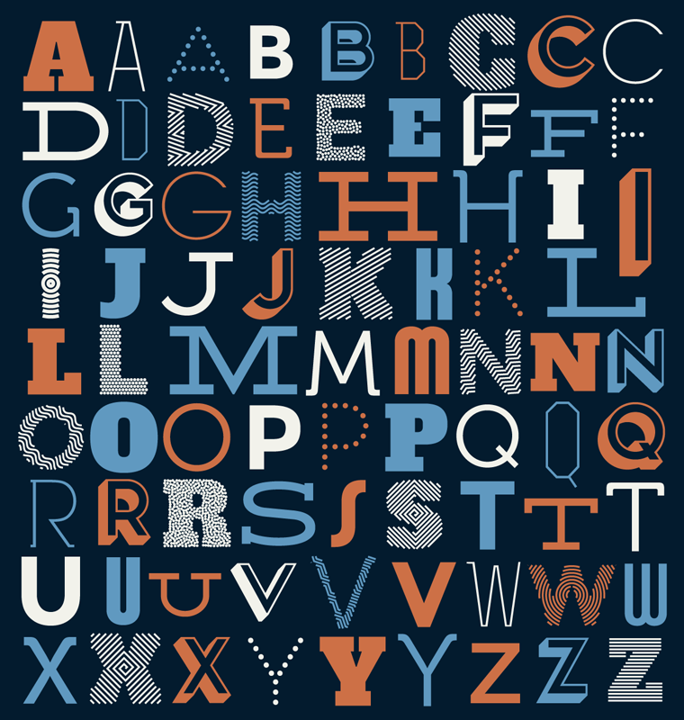 Tipografska abeceda vinil mat abc - TenStickers