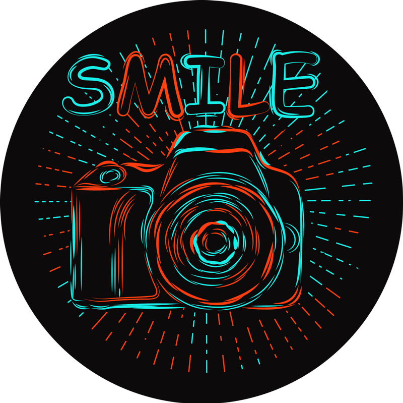 Retro kamera vinilna preproga vintage slog - TenStickers